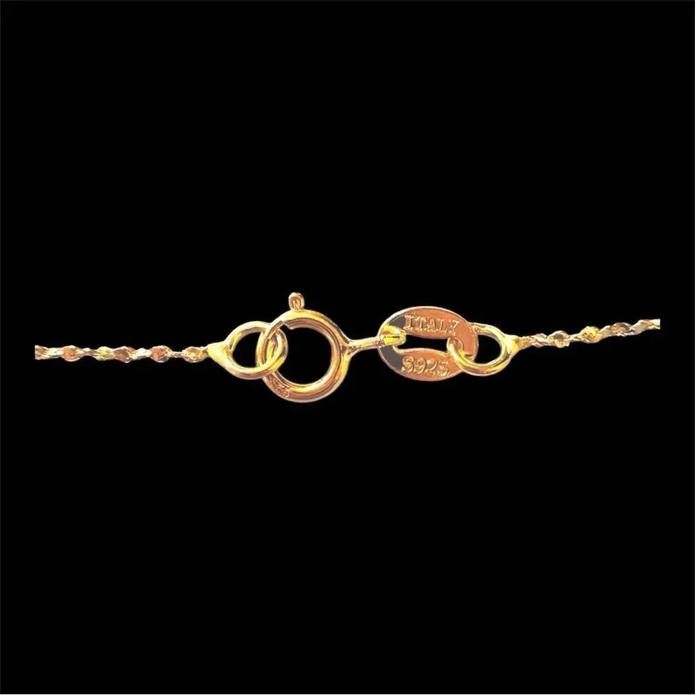 TORY BURCH 18K GOLD LOGO CHARM ITALY CHAIN NECKLACE